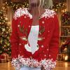 Damen Weihnachtsdruck Langarm Strick Cardigan Knopfleiste Pullover Mantel für Feiertage