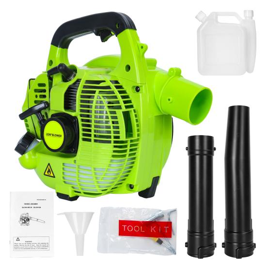 2-Stroke Handheld Leaf Blower Gas Powered Leaf Blower 26cc Handheld Gas Blower Powerful Clearing Blower for Lawn Care Snow Blowing(Green)