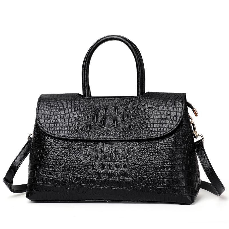 Nuova Borsa da Mano da Donna di Alta Gamma con Motivo Coccodrillo in Pelle di Mucca Versatile Borsa da Lavoro per il Pendolarismo