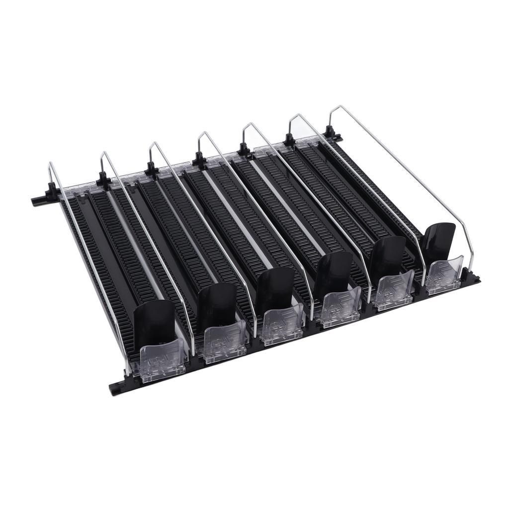 Self Pushing Drink Holder 6 Rows Adjustable Width Spring Loaded Easy Slide Large Capacity 15in Fridge Drink Dispenser