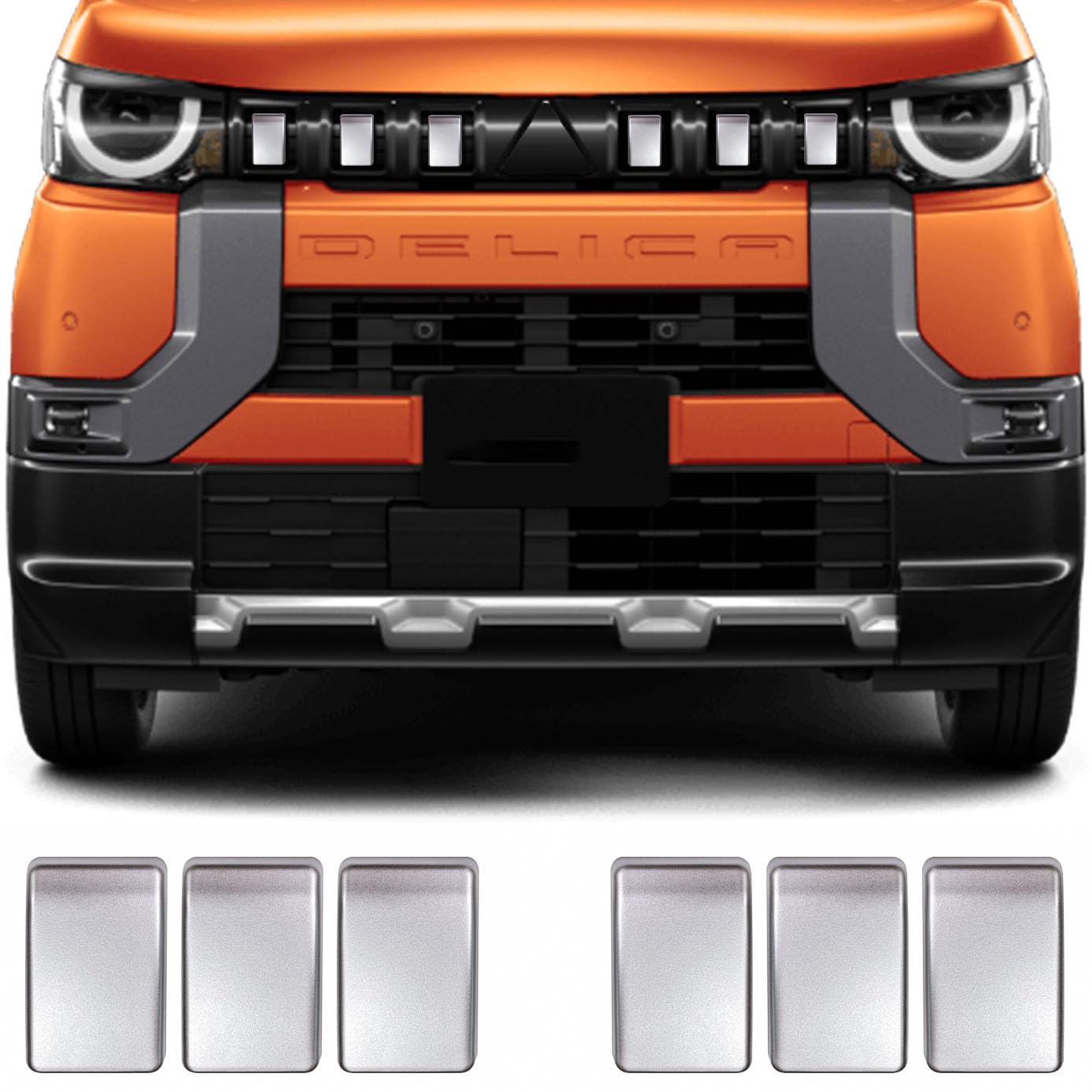 HUDIY Delica Mini Front Grille Custom Design for Delica Mini 2023 Front Bumper Hood Car Matte Silver Garnish, (May - Present) Emblem, Logo,