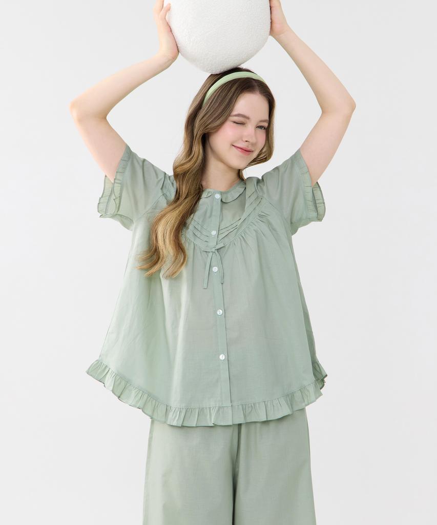 Meipeullawo Classic Mint Short Sleeve Pure Cotton Women'S Plus Size Pajama Set
