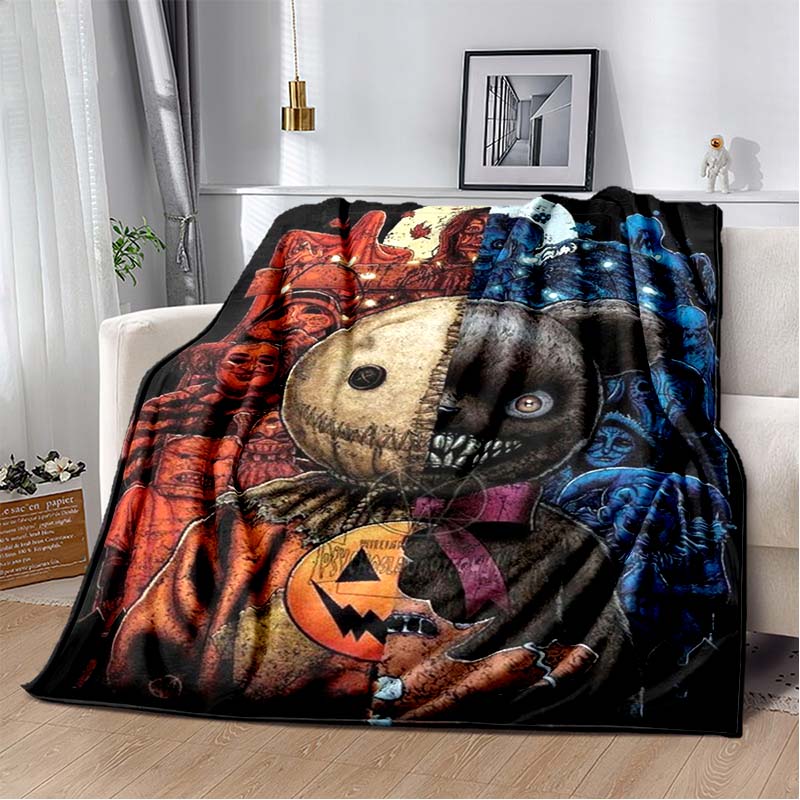 Horror Movie Character Cartoon Blanket Jason Friday Blanket Halloween Flannel Blanket for Bedroom Livingroom Sofa Halloween Gift
