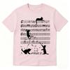 Funny Cat Playing Music Note Clef Musician Art Piano Graphic Tshirts Unisex Clothing Fashion High Quality Tshirt Top