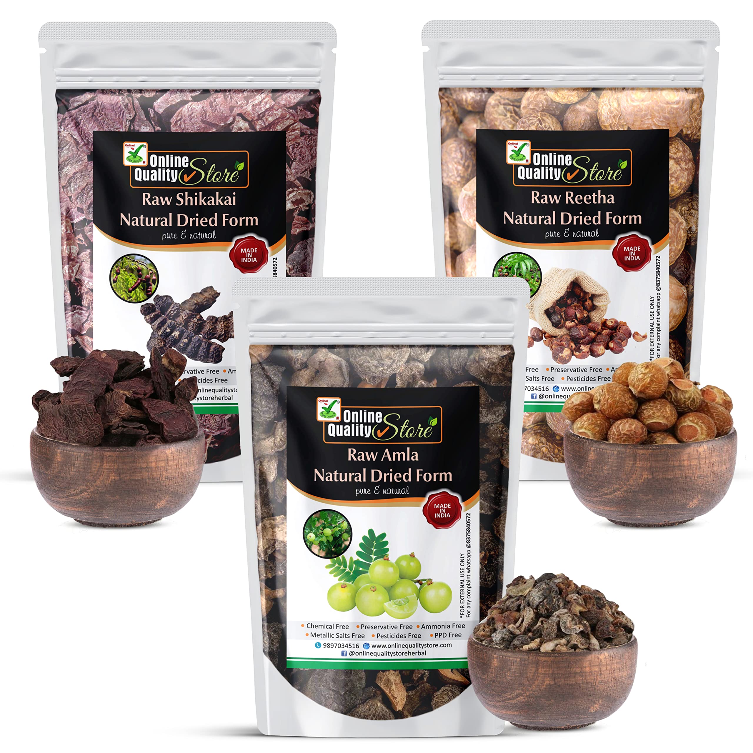 Online Quality Store reetha amla shikakai combo raw form |Organic Reetha for Hair |Aritha|Reetha|Ritha|Soapnuts (Sapindus Mukorossi) |Indian Gooseb