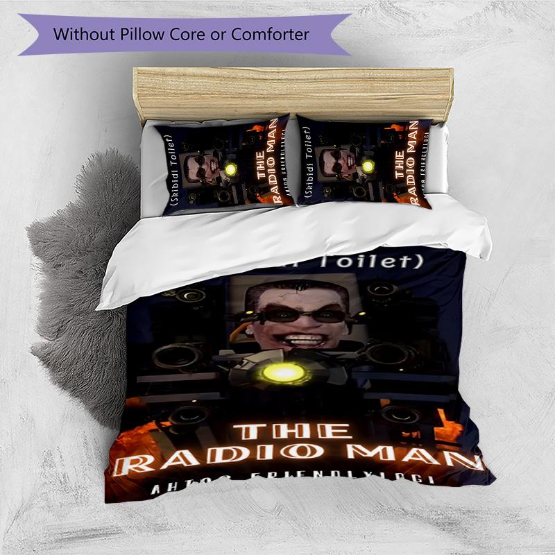 Skibidi Toilet 3pcs Bedding Set Duvet Cover Closure Includes 1 Duvet Cover & 2 Pillowcases for All Seasons Bedroom Home Dorm Decor