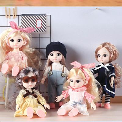 17CM Mini Movable 13Jointed Doll Girls Toy 3D Big Eyes BJD Princess Full Outfits  Dresses  Collection Childrens Doll Gift