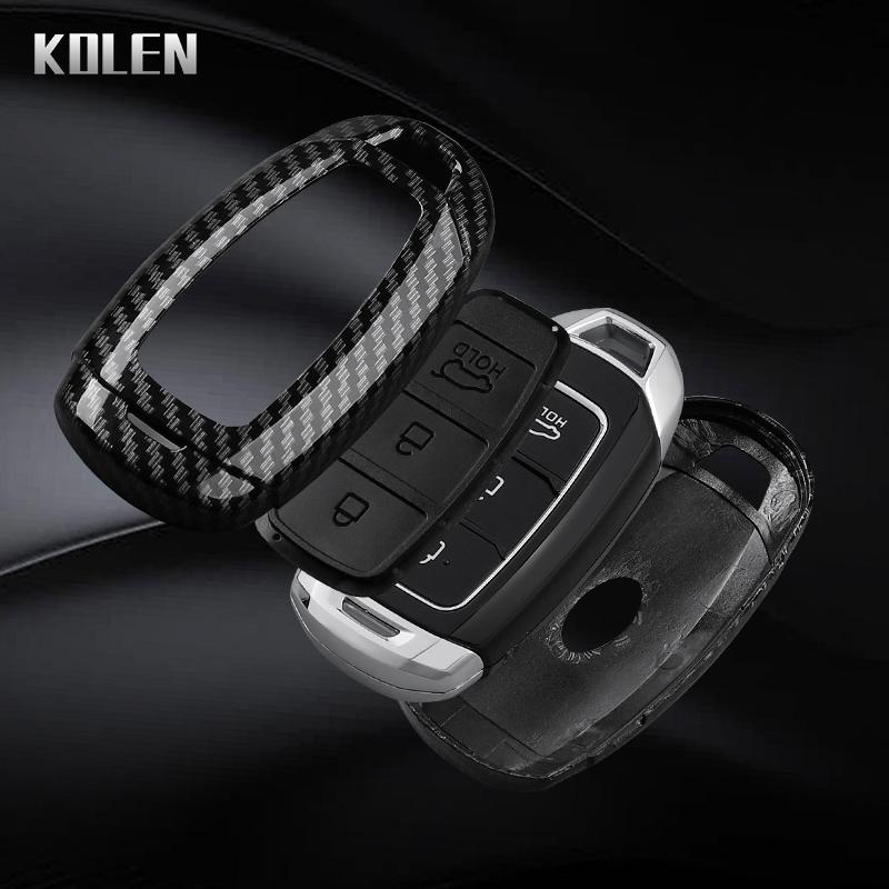 Abs Carbon Fiber Style Car Key Case Cover Hyundai Elantra Grandeur Accent Solaris Sonata Palisade Kona Creta I20 I30 Ix35 Ix25