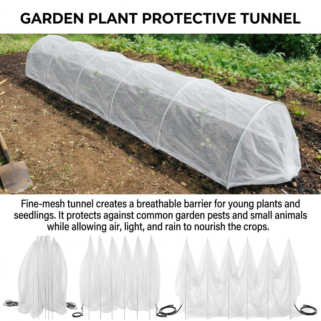 Garden Vegetable Insect Net Cover Flower Planting Tunnel Frame Seedling-Protection Net With High-Density Mesh