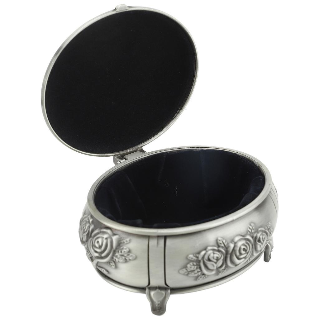 Jewelry Box Retro Metal Oval Shaped Jewelry Storage Box for Necklace Ear S