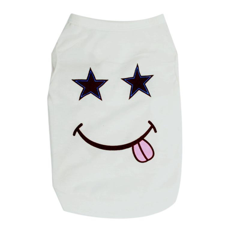 Pet Clothing: Polyester Star & Smiley Face Vest for Small Dogs - Spring/Summer Style Extra Small белый