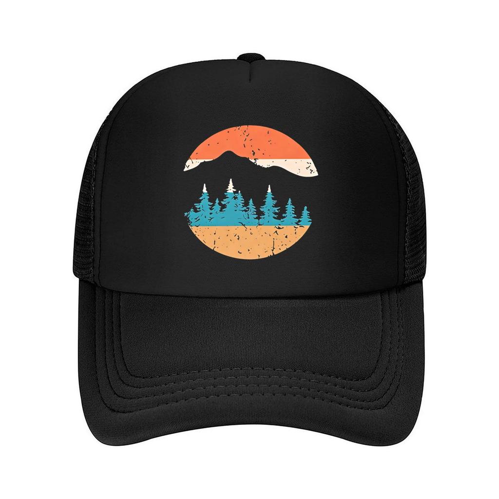 Unisexs Vintage with Forest Print Logo Distressed Outdoor Hat Suitable for Camping Casual Wear M Mesh Baseball Cap
