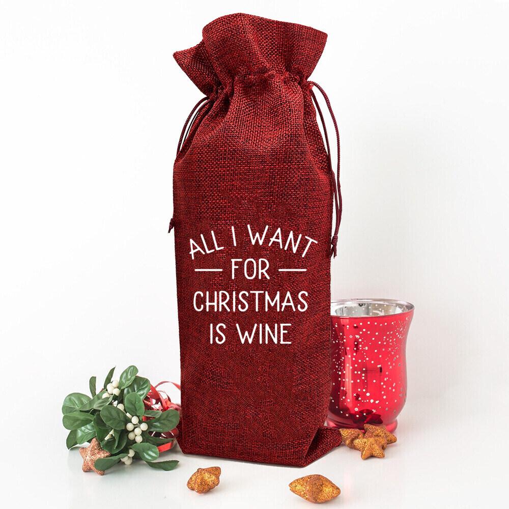 Noel ekibi baskısı Şişe çantası şarap çantaları Minimalist içki kılıfı yeni yıl masa dekorasyon paketi Şarap severlerin noel hediyeleri