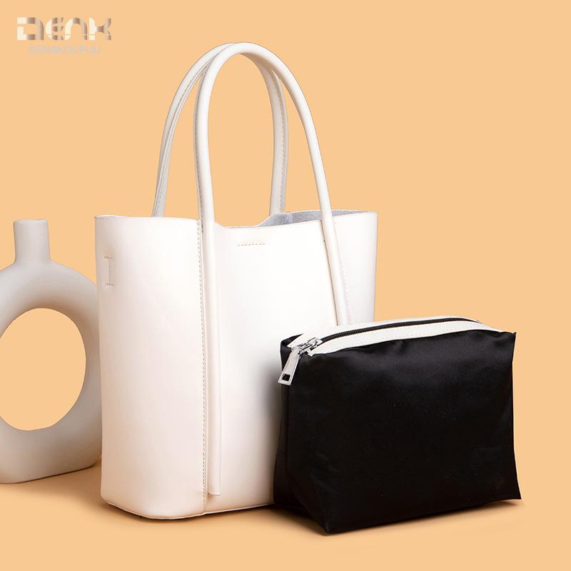 New Leather Women's Bag Temperament Commuter Korean Version Large Capacity First Layer Cowhide Messenger Tote Bag