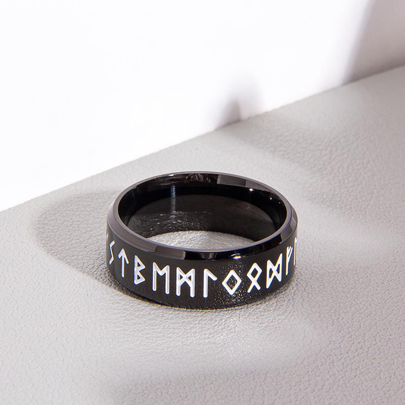 Viking Stijl Mannen Roestvrij Staal Ring Rune Rune Symbool Ontwerp Band