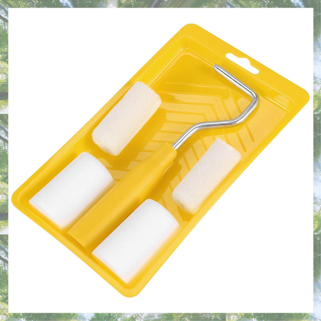 Premium-6Pcs Mini Foam Paint Roller Painting Decorating Kit 2 Inch Small Paint Roller Tray Set For Wall Painting Repair Brush