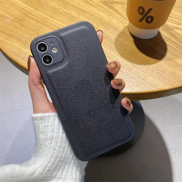 

Высокое качество корейский ретро кожаный мягкий чехол для телефона из искусственной кожи для Iphone 13 12 11 14 Pro X Xs Max Xr 7 8 Plus Se Mini Роскошная задняя крышка For iPhone 14Pro чёрный