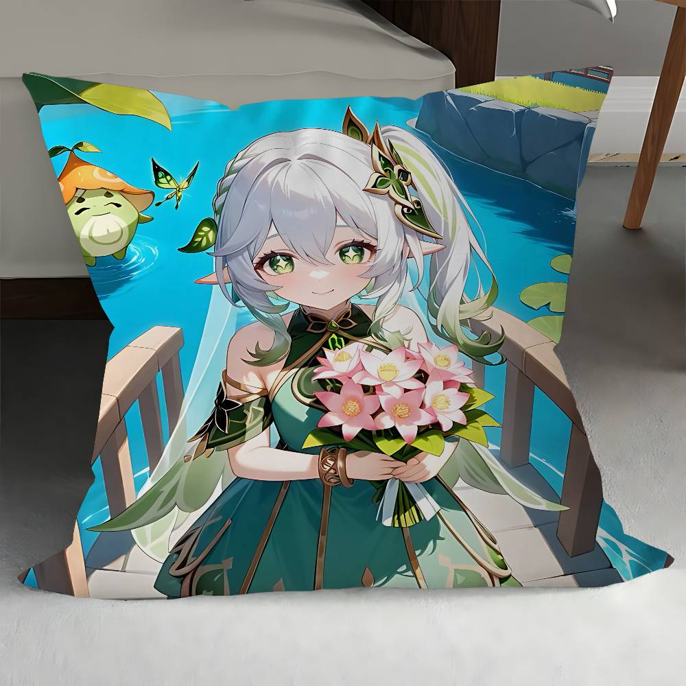 Anime Nahida Dekorative Zimmerästhetik Kissenbezug Heimdekoration Schlafzimmer Sofa Bett Couch Kissenbezug 45x45