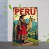 Vintage Peruvian Landscape with Lamas Metal Poster Wall Art Decor for Living Room