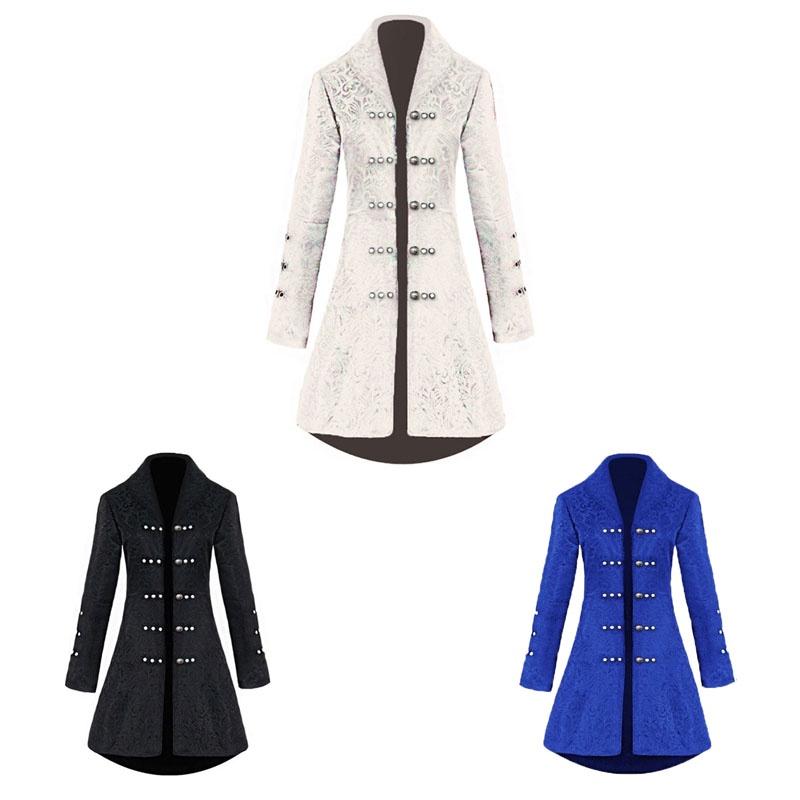 Women Jacquard Retro Gothic Steampunk Long Tailcoat Coat Jacket Cosplay Uniform