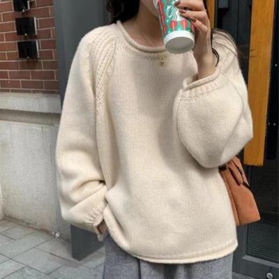 Pulover cu gât rotund pulover femei toamnă și iarnă casual solid frumos unic unic pulover tricot cu mânecă lungă pulover top feminin