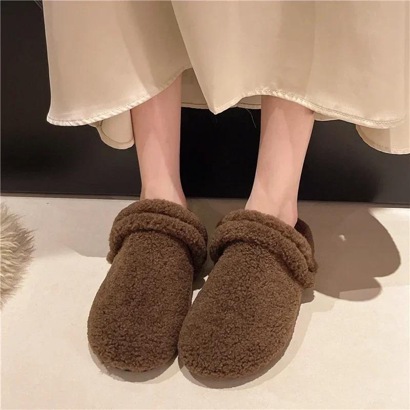 Fashion New Autumn Winter Women Casual Flats Woman Moccasins Soft Loafers Fashion Comfort Warm Plush Slip on Female Cotton Slippers