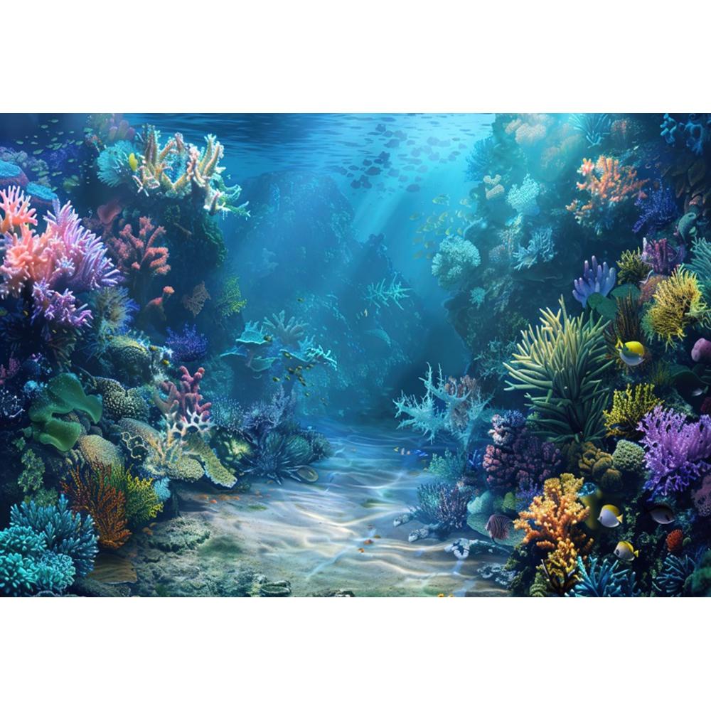 Underwater World Backgrounds for Photographs Ocean Fish Coral Fish Tank Decor Aquarium Scene Portrait Backdrop Shooting Props