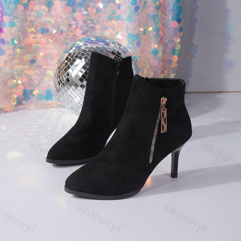 2026 Autumn Women Ankle Boots Thin Heel Zipper Casual Female Shoes Leather Boot Women High Heels Fashion Women Boots Botas Mujer
