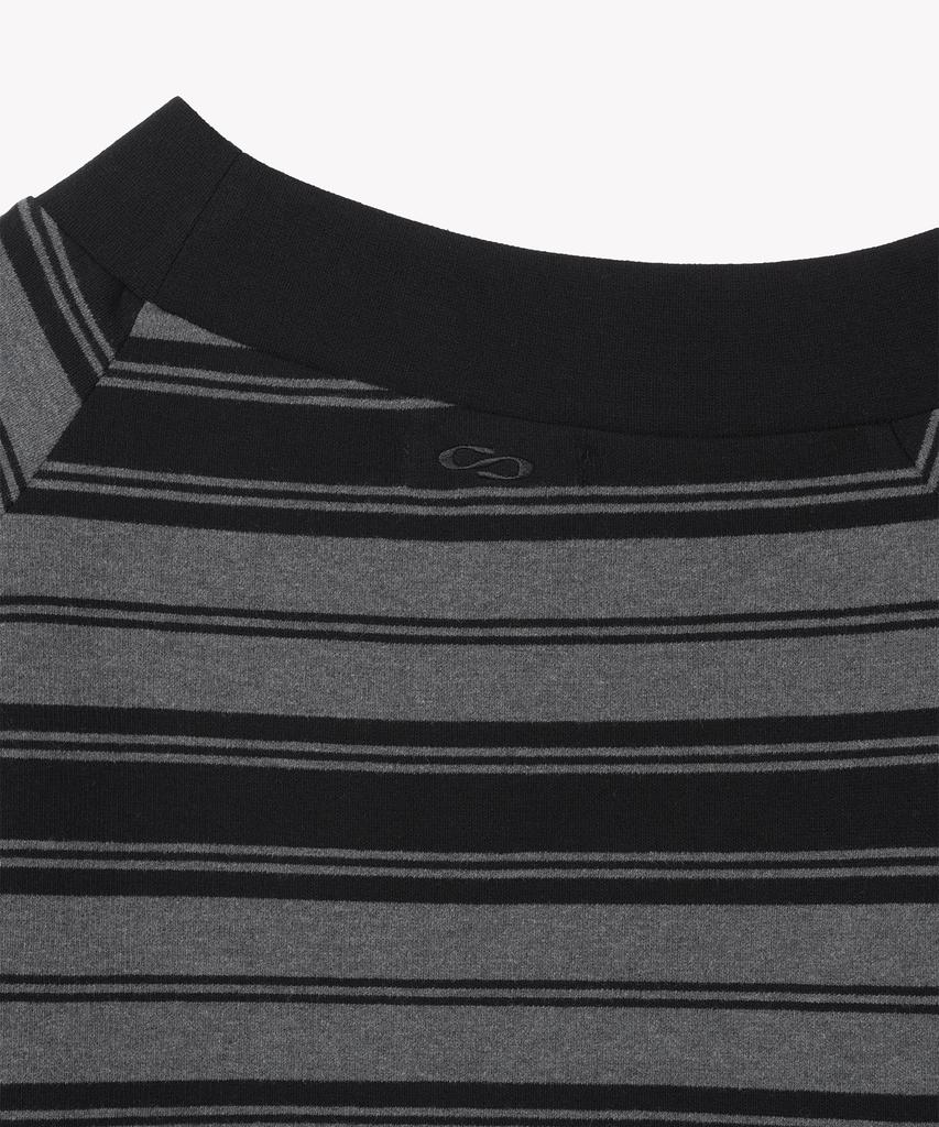 MILLO WOMEN One-Shoulder Striped T-Shirt [Charcoal Gray]