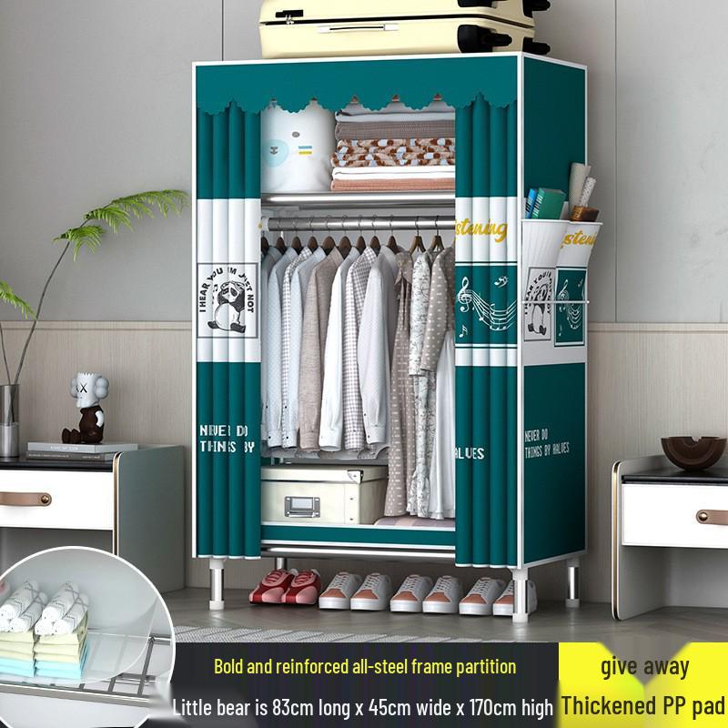 Sturdy All-Steel Cloth Wardrobe: Durable Bedroom Storage Cabinet for Easy Assembly