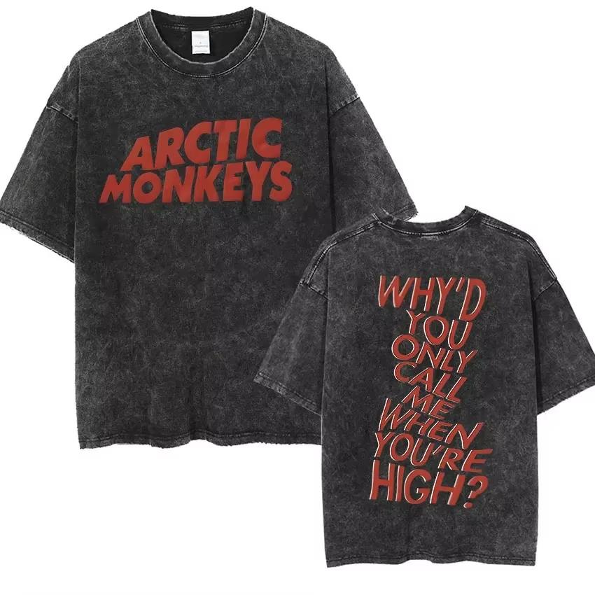 Vintage Washed Oversized Arctic Monkeys Album Print T-Shirt Retro Rock Music Short Sleeve Loose Streetwear Casual Tops For Men Women Daily Outfit