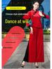 Gold Velvet Team Dance Set: Autumn/Winter Thick Long Sleeve Top & Pants