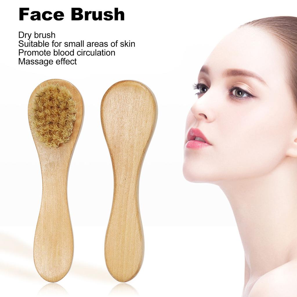 4 szt. Zestaw szczoteczek do złuszczania twarzy Przenośny drewniany uchwyt Miękkie włosie Szczoteczka do masażu i oczyszczania twarzy