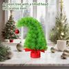 Green Christmas Tree Bent Plastic Tree, Artificial Christmas Desktop Home Decor Cloth Bag Base Wrapped For Indoor Desktop Decoration