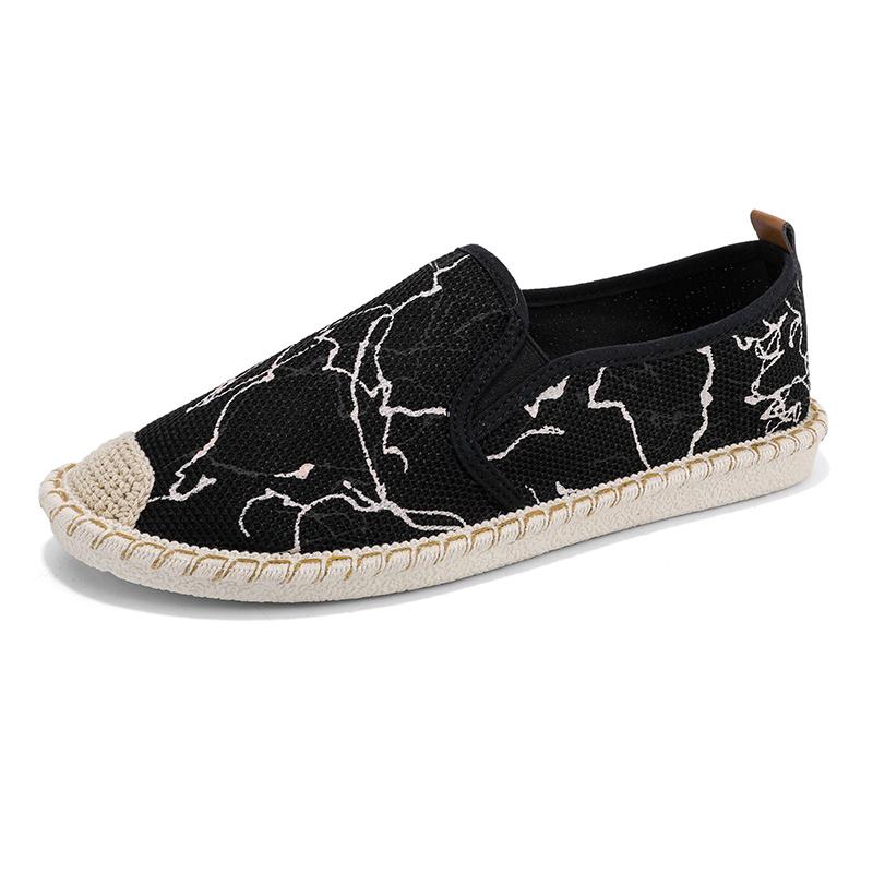 2024 New Classic White Men's Fisherman Loafers Fashion Print Canvas Shoes Man Flats Espadrilles Breathable Male Summer Footwear