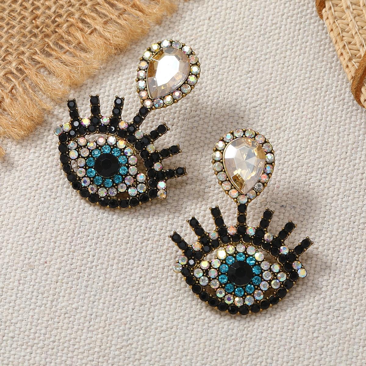 

2 шт. винтажных чешских хрустальных серег с изображением дьявольского глаза для женщин, персонализированные аксессуары для ушей