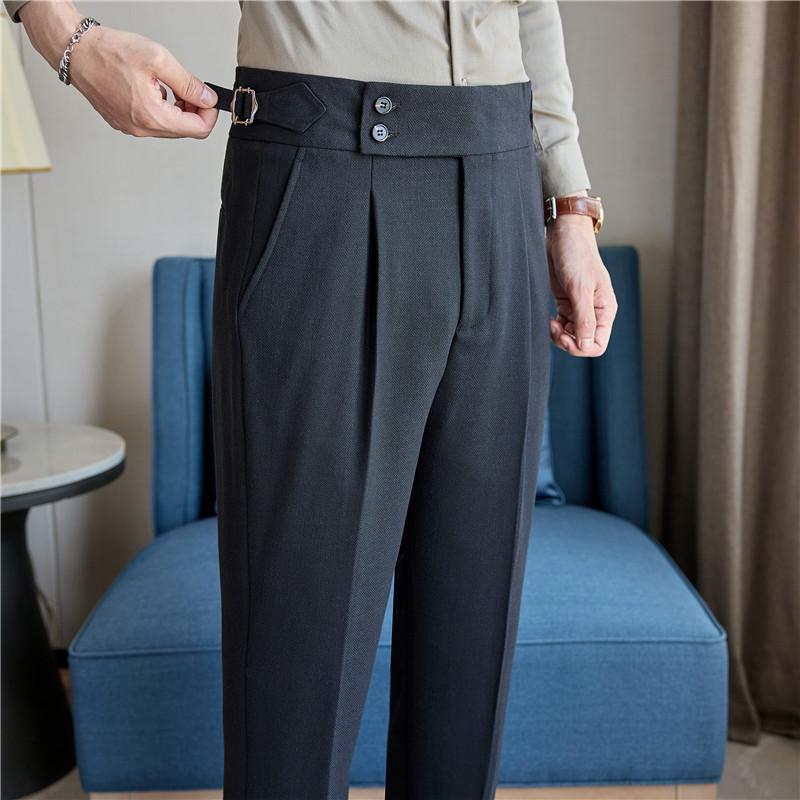 Herbst Winter Hohe Taille Dicke Anzughose Männer Business Casual Formelle Kleidung Herren Gerade Hose