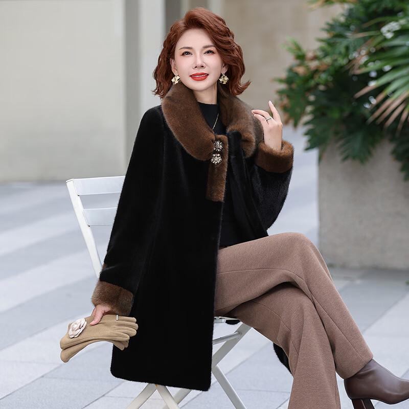 Yalu Women's Thickened Faux Mink Velvet Mid-Length Winter Coat