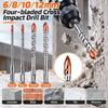 Extended Four-bladed Cross Impact Drill Bit Concrete Drill Bit  Brick Wall Drilling