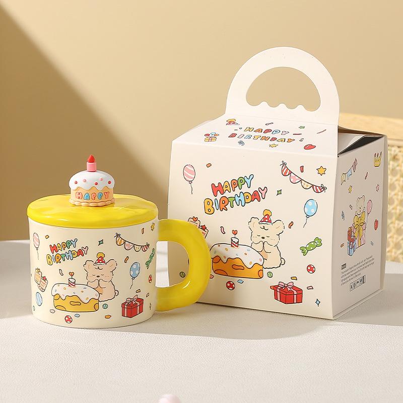 Birthday gift for girls mug high value souvenir water cup cartoon cake ceramic cup office cup