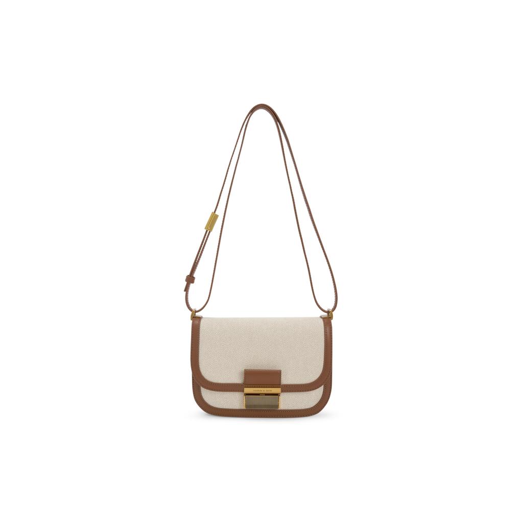 New CHARLES&KEITH Scarf Canvas Series Canvas Tofu Bag Shoulder Bag Small Women's Multicolor CK2-80782074