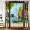 1 Piece Natural Forest Scenery Outside The Window Shower Curtain, Bathroom Decorative Shower Curtain,Home Curtain With Hooks