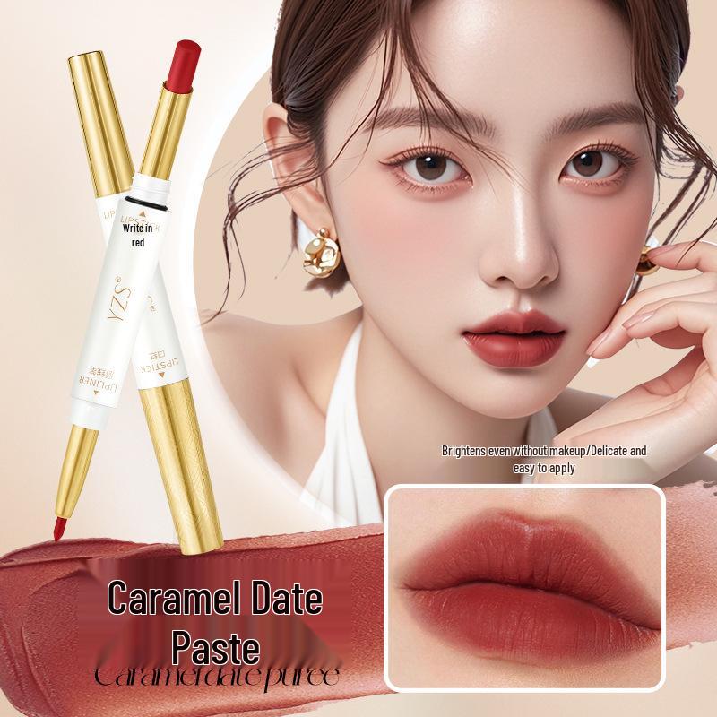 YZS Double-Ended Soft Mist Lipstick: Non-Sticking, Defines Full Lips, Long-Lasting Matte Color, Fade-Resistant.