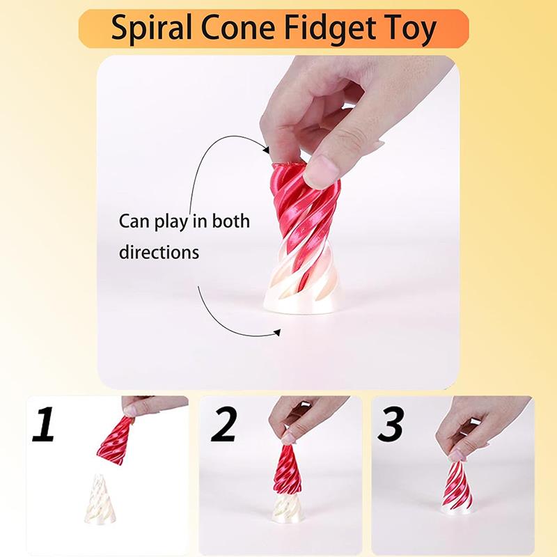 3D Printed Spiral Cone Fidgeting Toy Rotating Animal Pyramid Passthrough Sculpture Antistress Anxiety Relieving Game Adults Toys