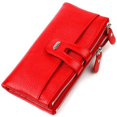 Bright Women's Wallet with Convenient Functionality Made of Genuine Leather CANPELLINI 21895 Red