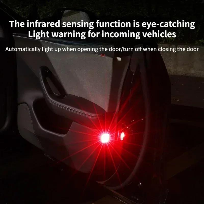 For Tesla Model 3/Y/3+ Highland 2025 Car Door Warning Light Strong Flashing Light Warning LED Lamp Anti-collision Accessories
