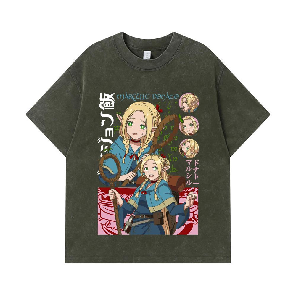 275 GSM Washed T-shirts 100% Cotton Delicious in Dungeon V3 Marcille Print Unisex Heavy Cotton T Shirt