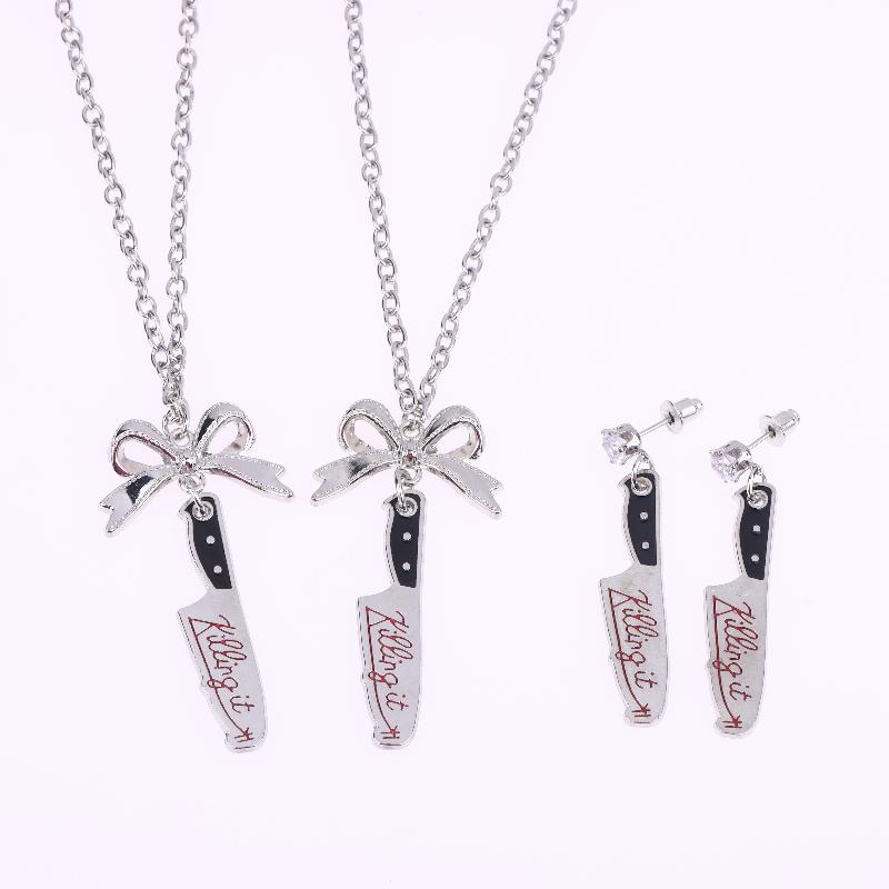 

Готический Панк Бант Кинжал Имитация Инструмента Подвеска Для Женщин Y2K Вечеринка Ювелирные Изделия Ожерелье Серьги Подарок