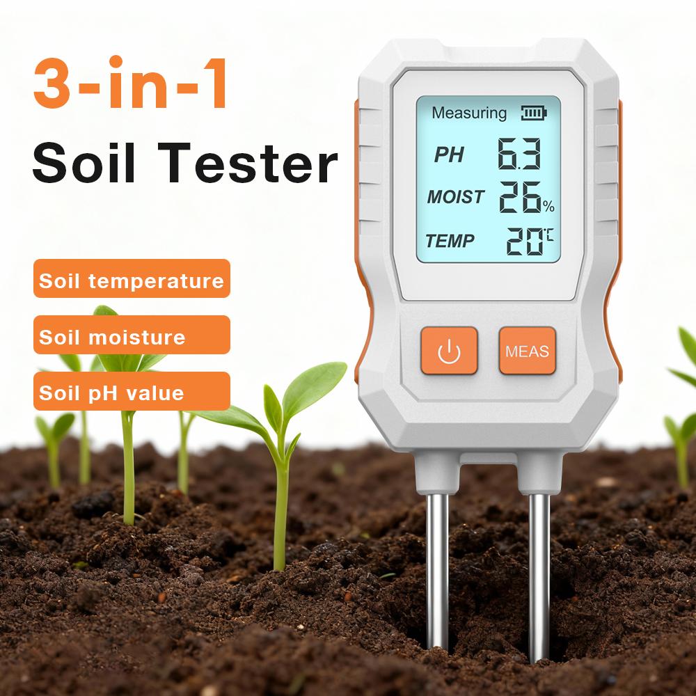 

3/7 в 1 PH/EC/Температура/Влажность/Температура воздуха/Плодородие/Солнечный свет Измеритель почвы Детектор Цифровой ЖК-тестер почвы для сада