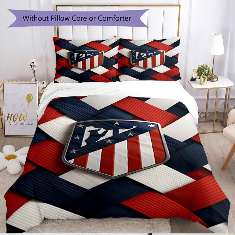 Set copripiumino 3 pezzi (1*Copripiumino + 2*Federe, Senza Nucleo), Set Biancheria da Letto Morbido Stagione Unica Atletico Madrid Print, Regalo Decorazione Camera da Letto